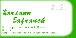 mariann safranek business card